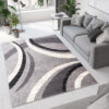 DREAM Tapis Moderne Abstrait Ondes Gris Noir Crème Fin