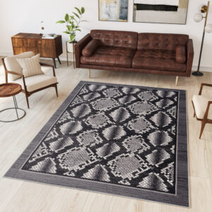 DREAM Tapis Moderne Animal Sauvage Serpent Gris Noir Fin