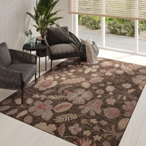 Tapis Extérieur Melissa Marron Fleurs