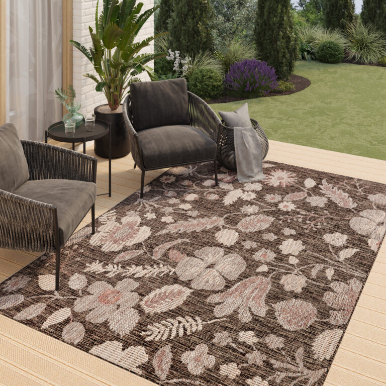 Tapis Extérieur Melissa Marron Fleurs