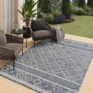 Tapis Extérieur Melissa Bleu Géométrique
