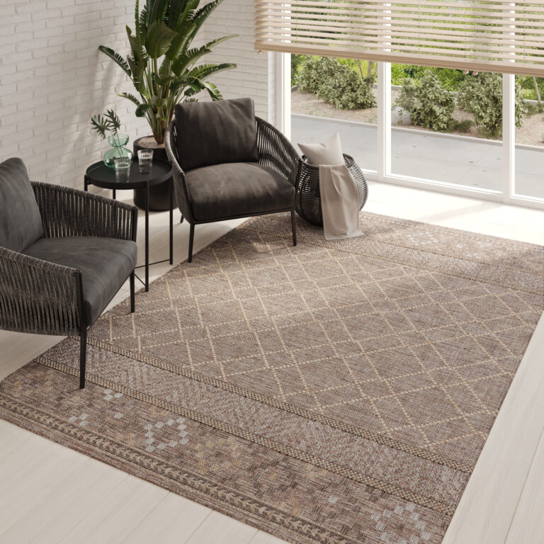 Tapis Extérieur Melissa Marron Géométrique