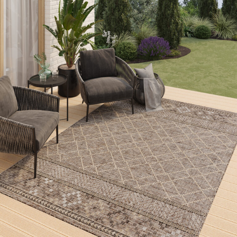 Tapis Extérieur Melissa Marron Géométrique