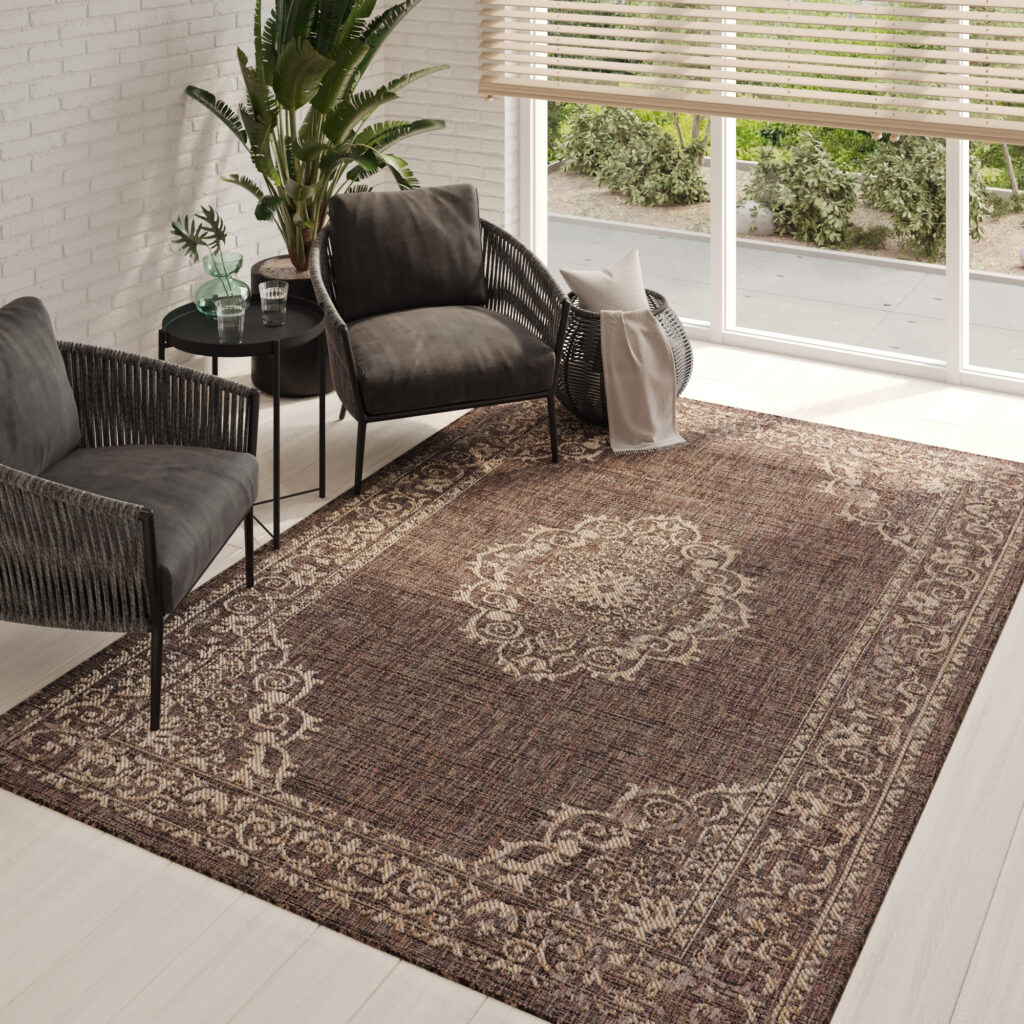 Tapis Extérieur Melissa Marron Foncé Vintage