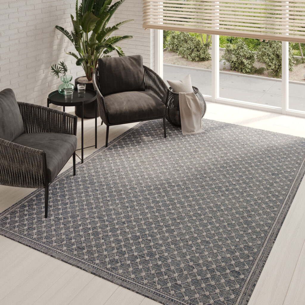 Tapis Extérieur Melissa Bleu Losanges