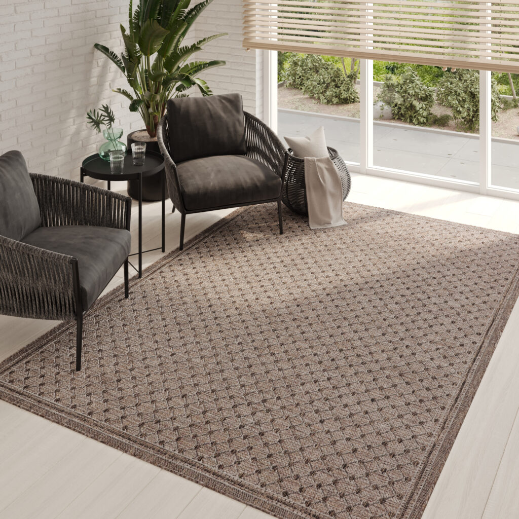 Tapis Extérieur Melissa Marron Losanges