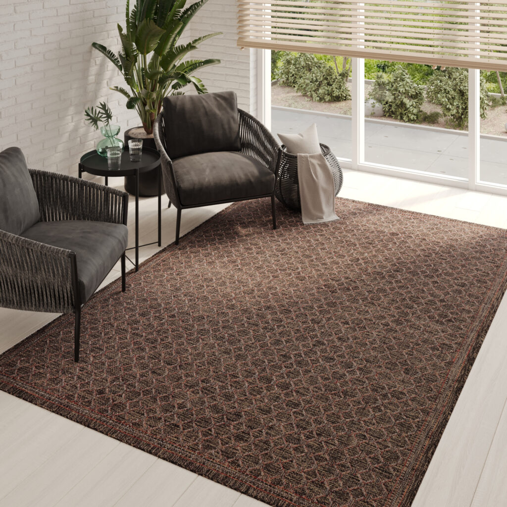 Tapis Extérieur Melissa Marron Foncé Losanges