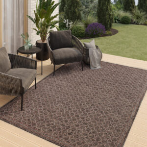Tapis Extérieur Melissa Marron Foncé Losanges
