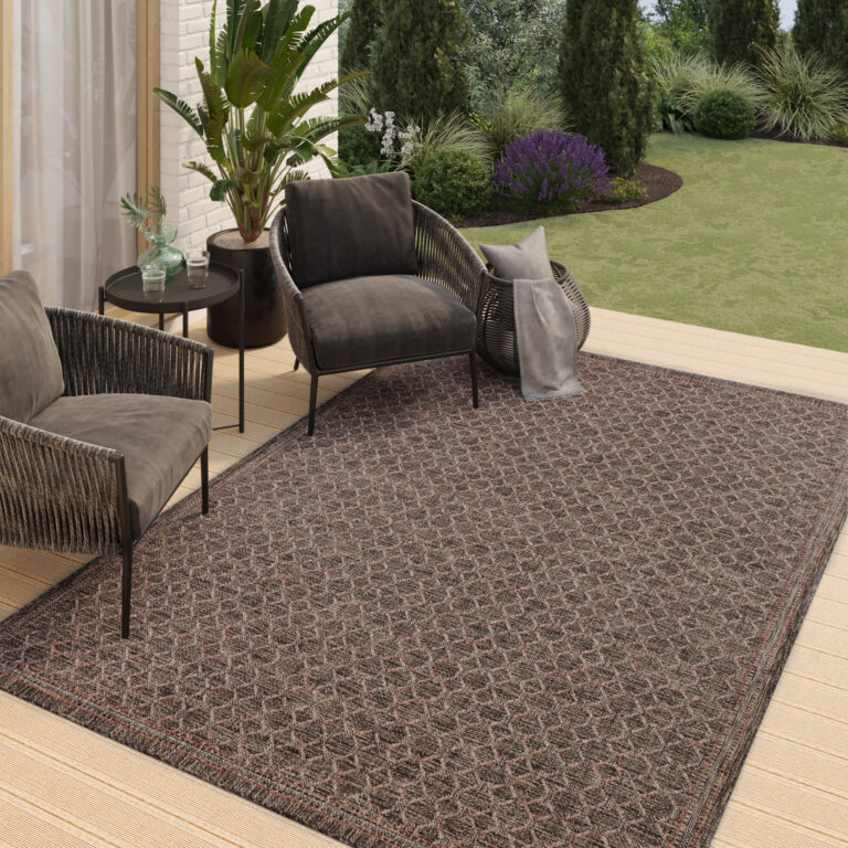 Tapis Extérieur Melissa Marron Foncé Losanges