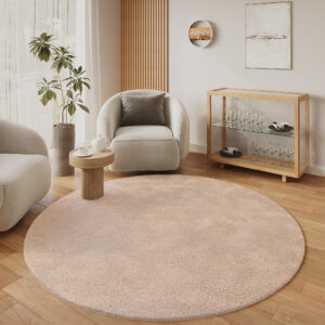Tapis Lumi Rond Beige Antidérapant