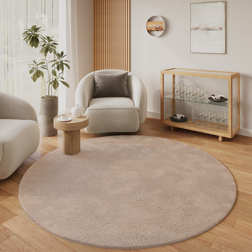 Tapis Lumi Rond Marron Antidérapant