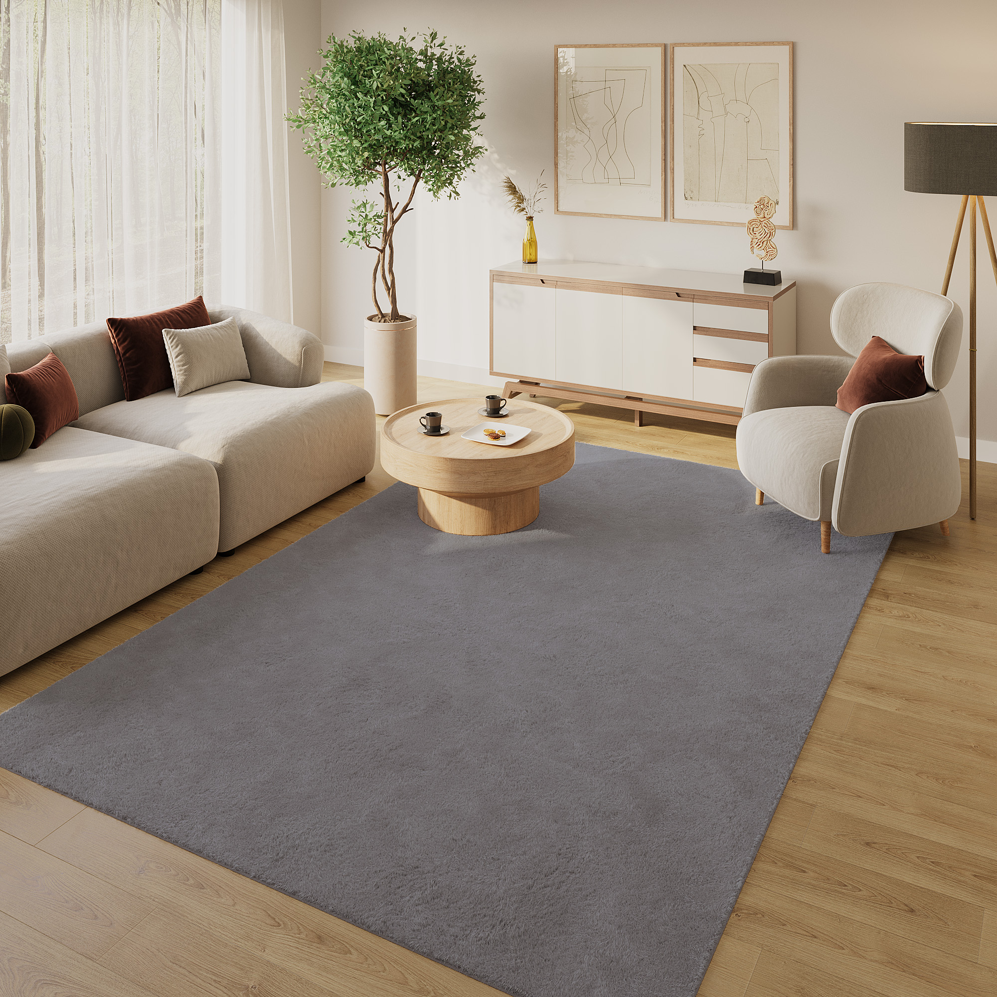 Tapis Lumi Gris Foncé Antidérapant