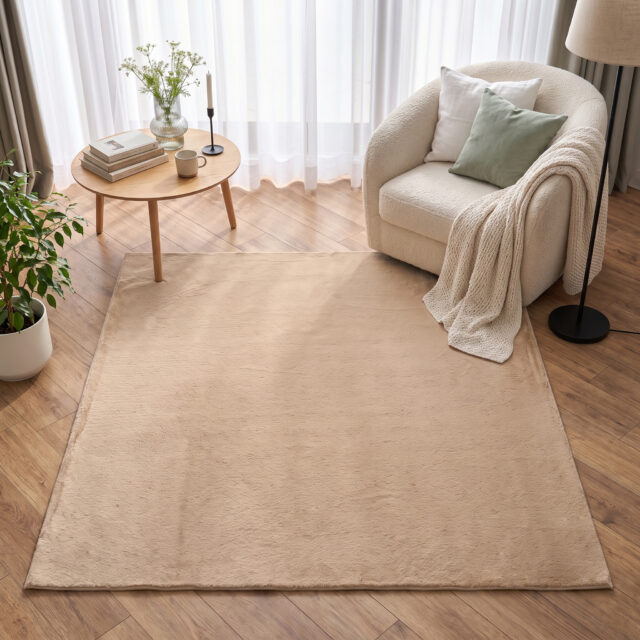 Tapis Lumi Carré Marron Antidérapant