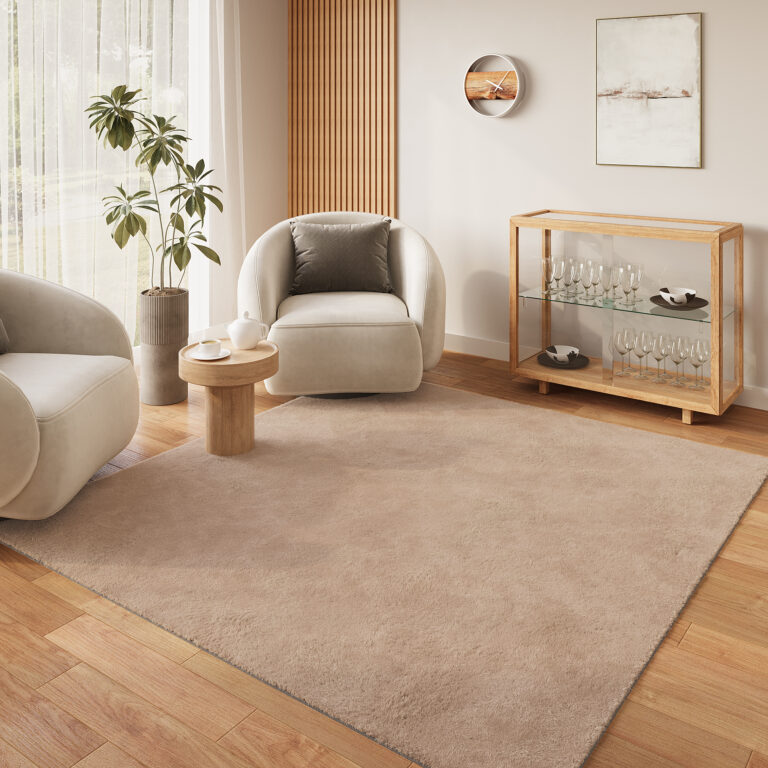 Tapis Lumi Carré Beige Antidérapant