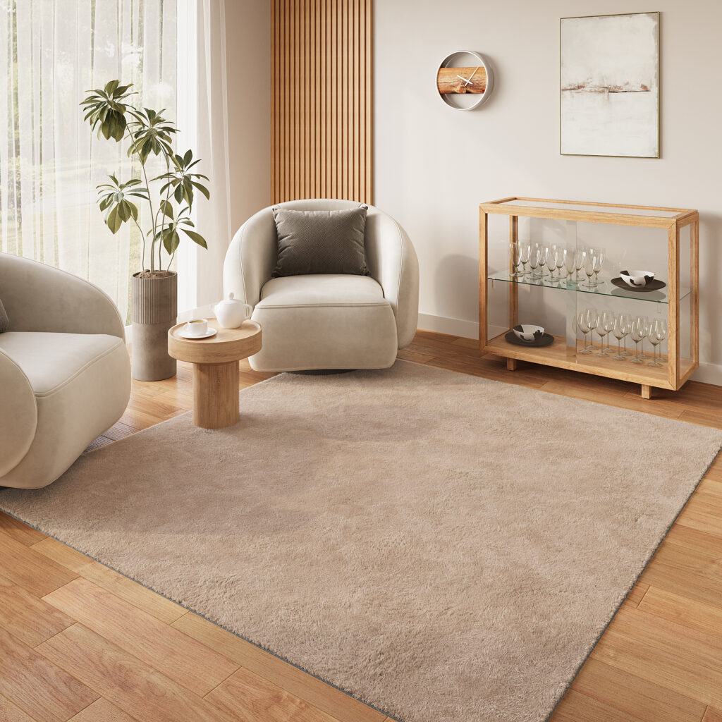 Tapis Lumi Carré Marron Antidérapant