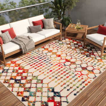 Tapis Extérieur Patio Multicolore Géométrique
