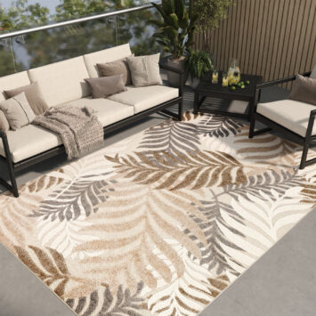 Tapis Extérieur Patio Beige Feuilles