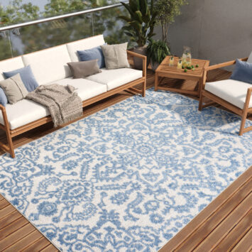 Tapis Extérieur Patio Bleu Ornements