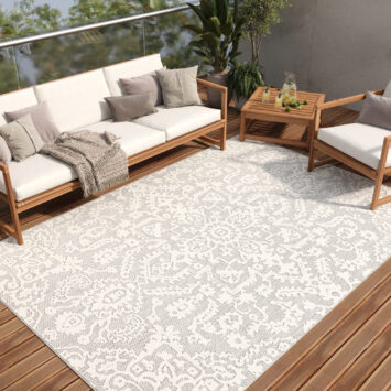 Tapis Extérieur Patio Gris Crème Ornements