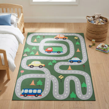 Tapis Enfant Snooki Vert Route Antidérapant