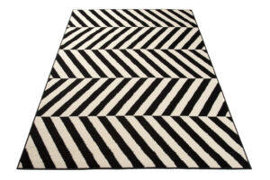 DREAM Tapis Moderne Optique Rayures Noir Blanc Fin