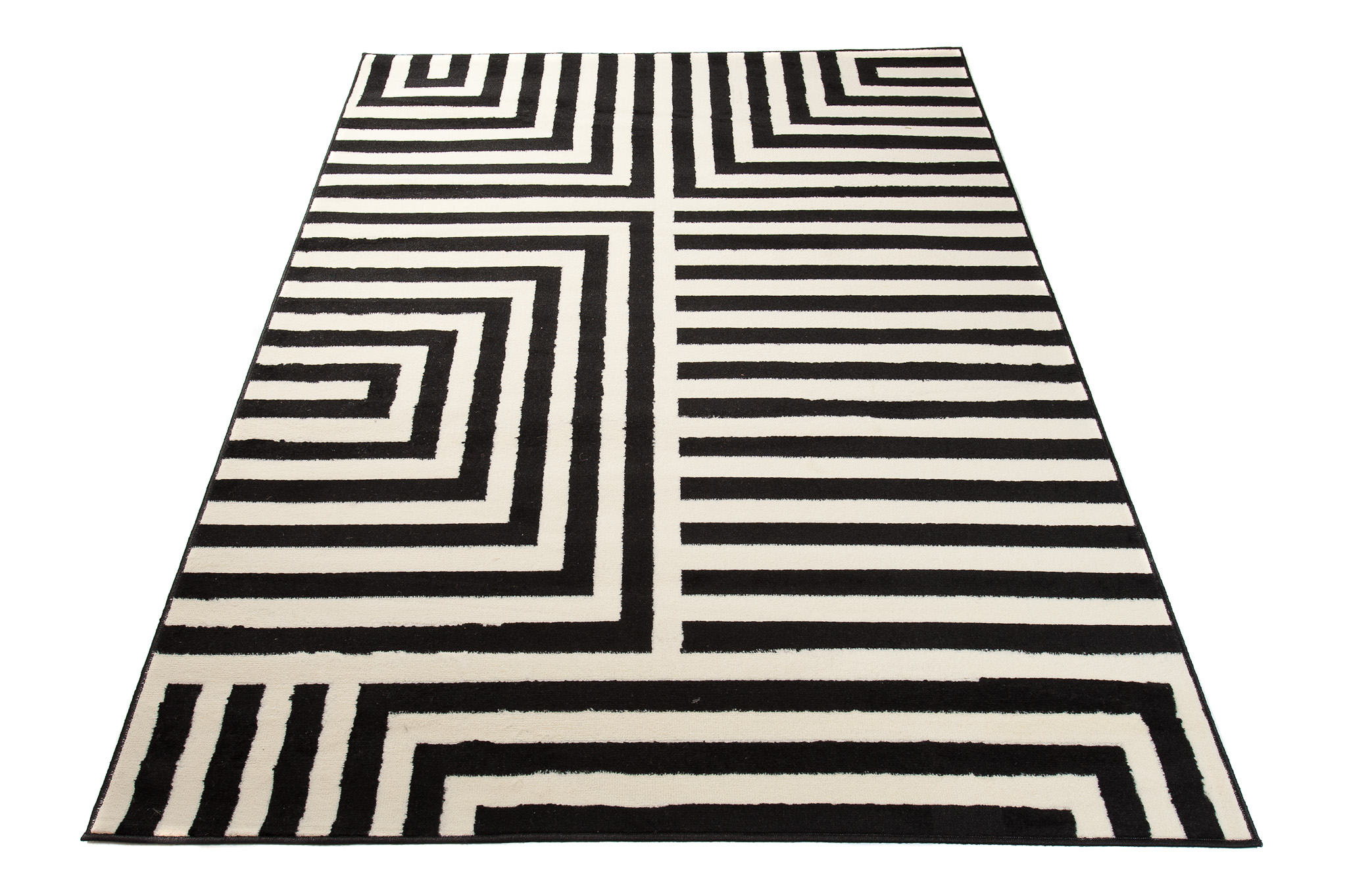 DREAM Tapis Moderne Optique Rayures Géométrique Noir Blanc Fin
