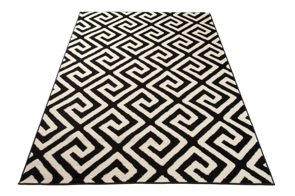 DREAM Tapis Moderne Optique Géométrique Noir Blanc Fin