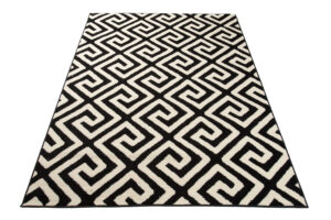 DREAM Tapis Moderne Optique Géométrique Noir Blanc Fin