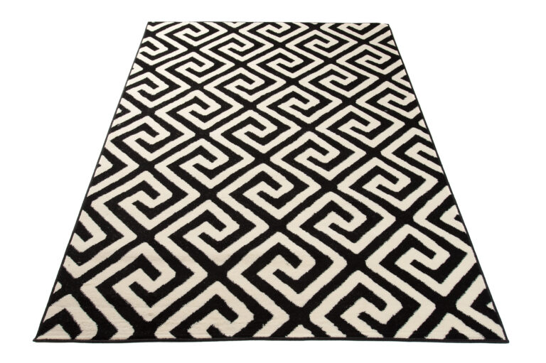 DREAM Tapis Moderne Optique Géométrique Noir Blanc Fin