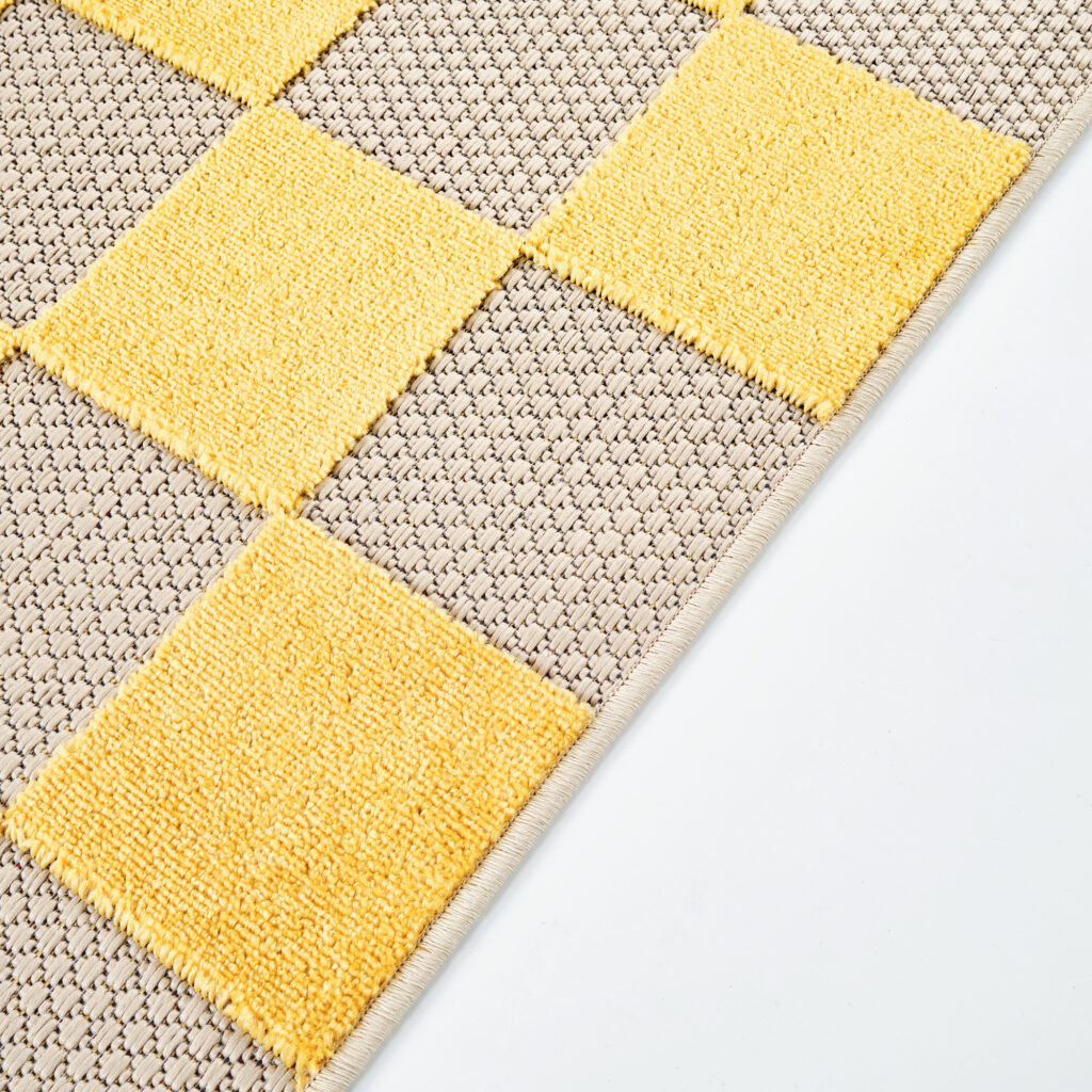 Tapis Extérieur Checker Crème Jaune