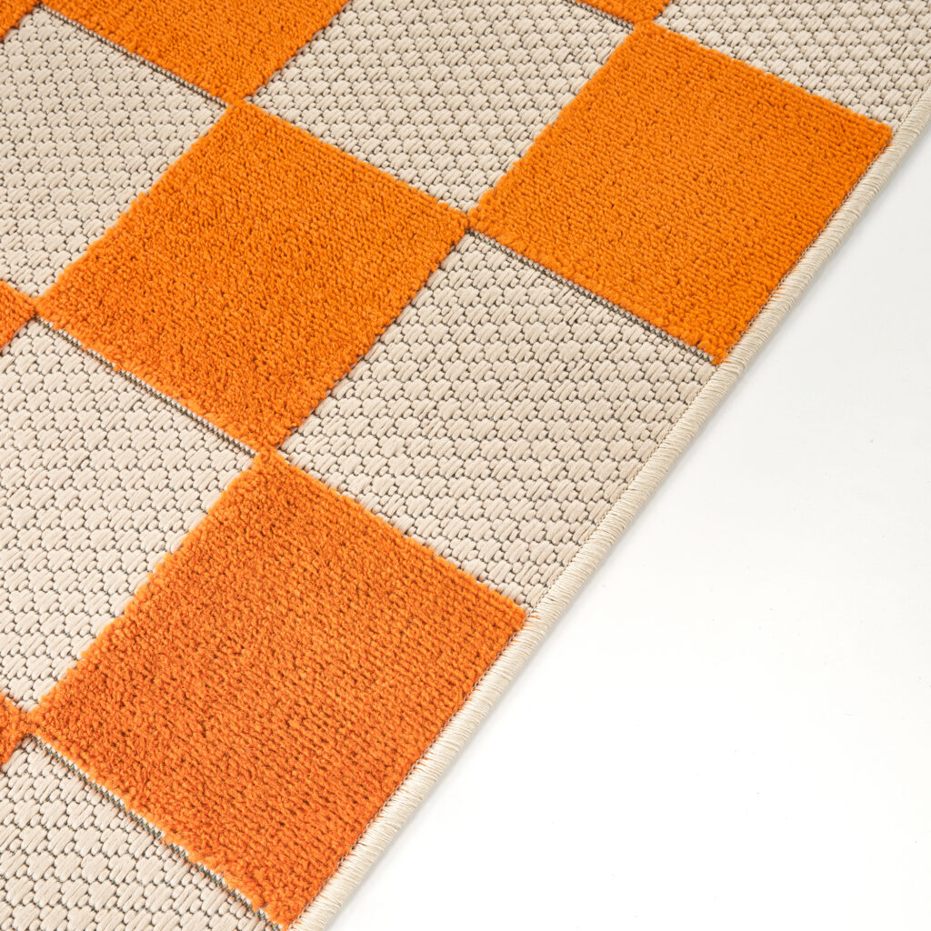 Tapis Extérieur Checker Crème Orange