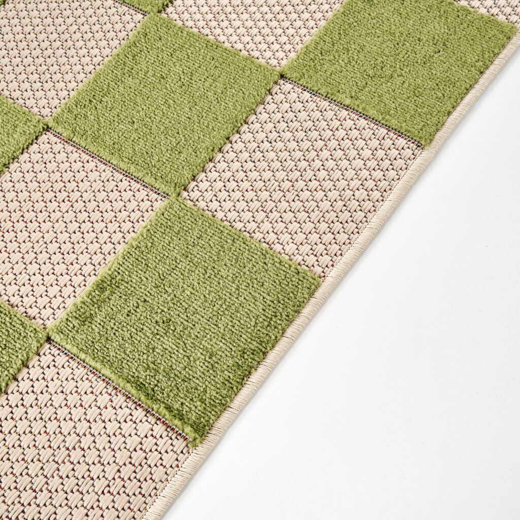 Tapis Extérieur Checker Crème Vert