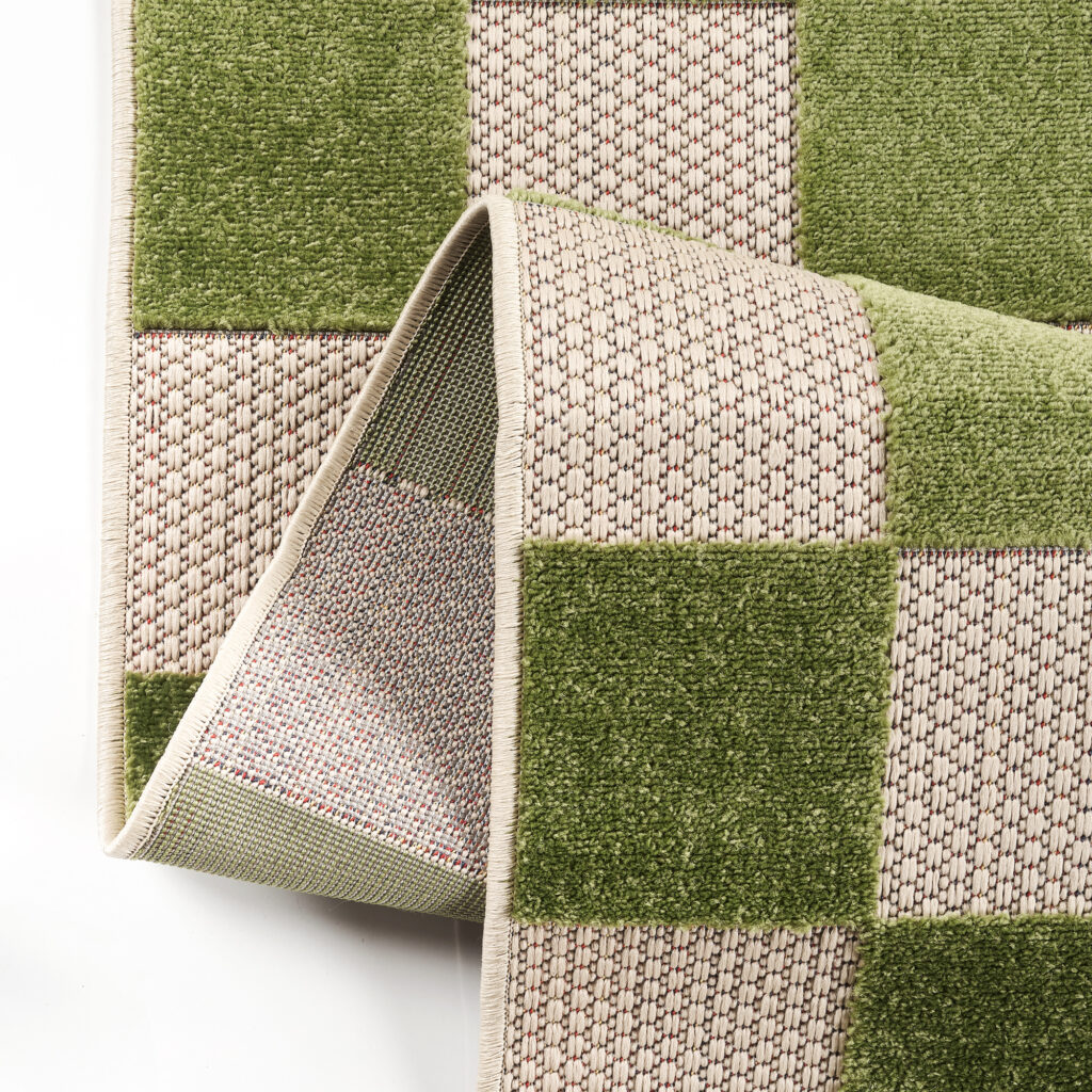 Tapis Extérieur Checker Crème Vert