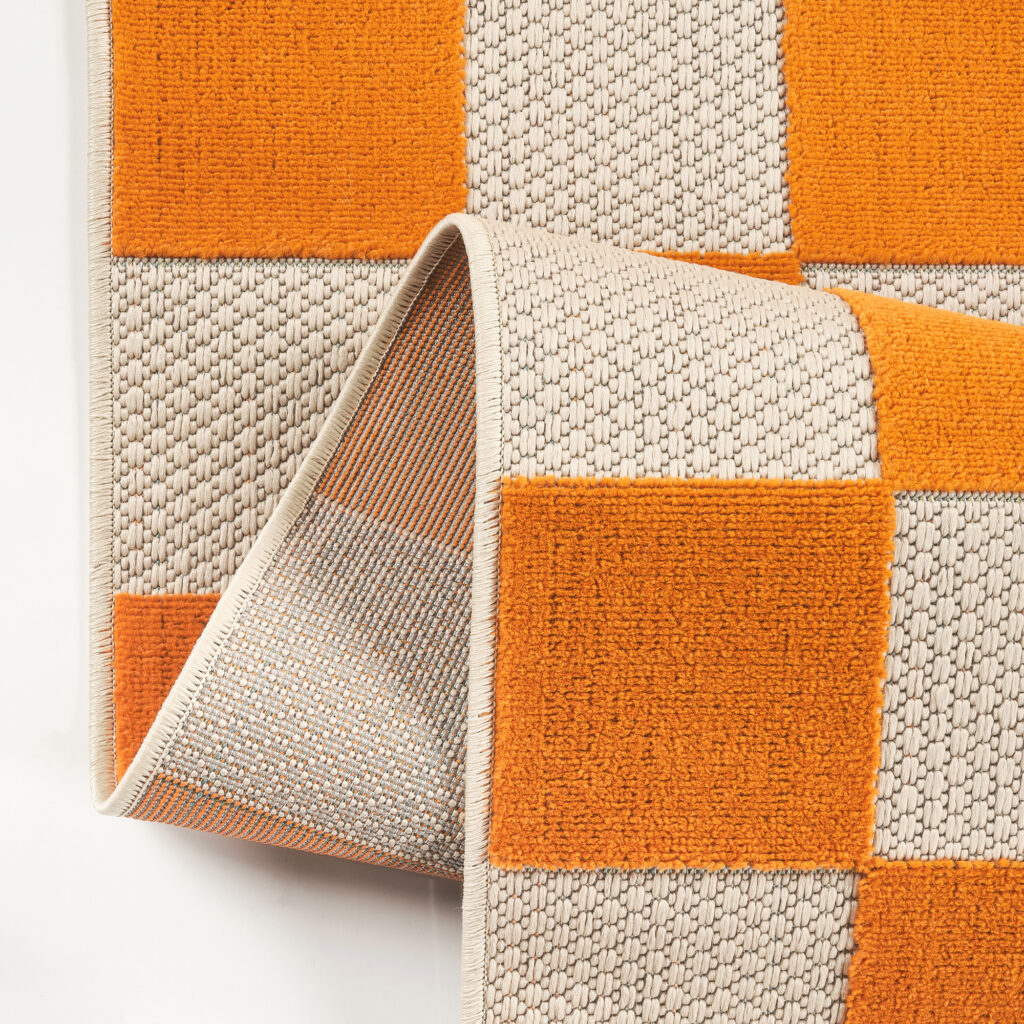 Tapis Extérieur Checker Crème Orange
