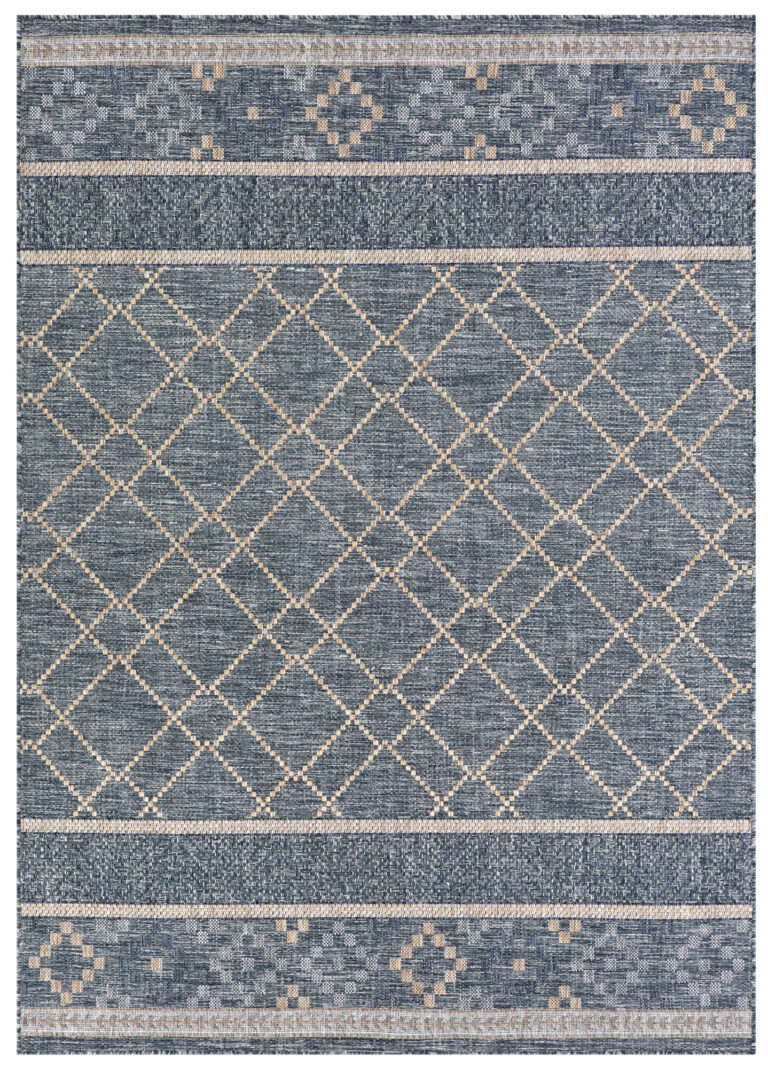 Tapis Extérieur Melissa Bleu Géométrique