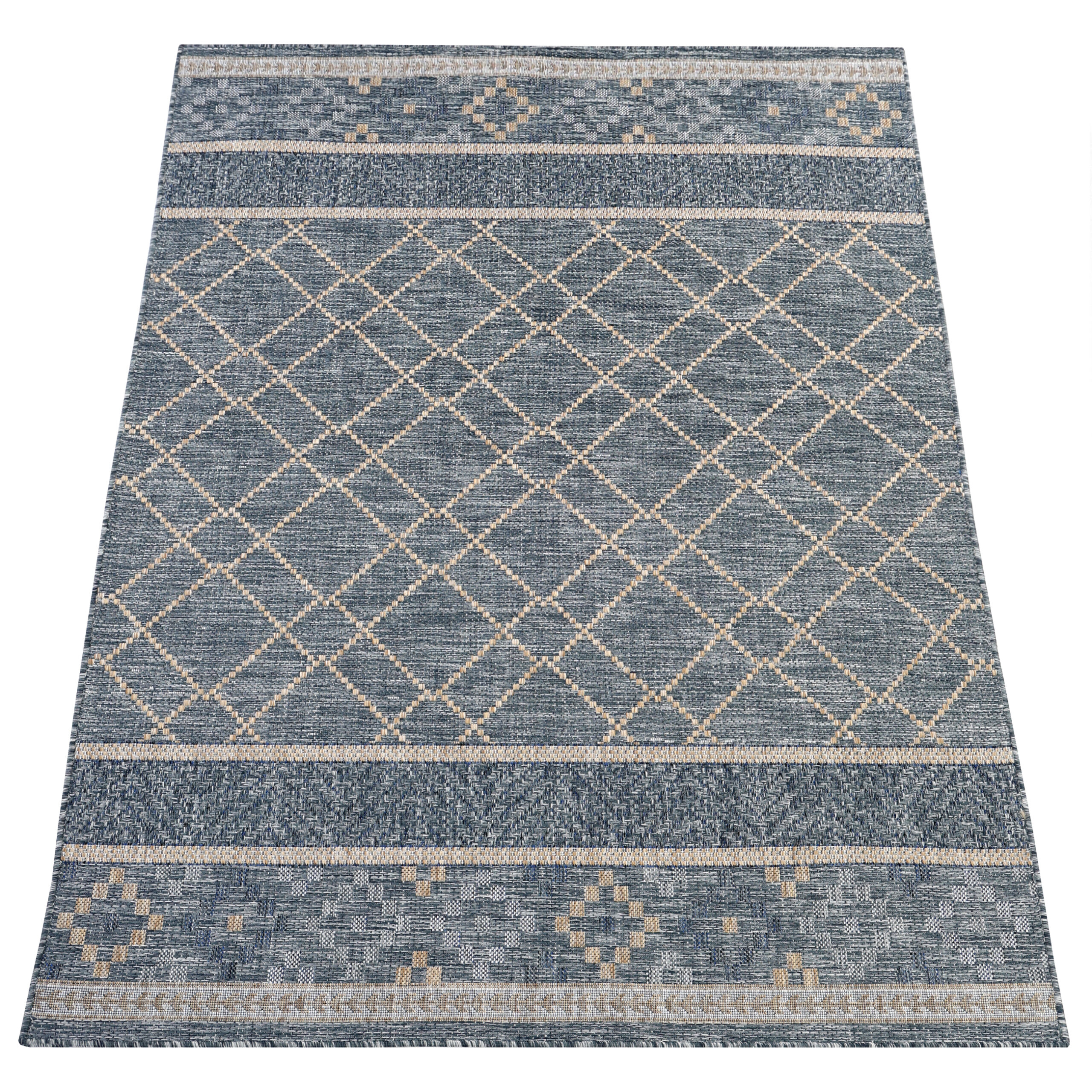 Tapis Extérieur Melissa Bleu Géométrique