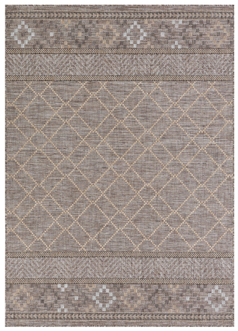 Tapis Extérieur Melissa Marron Géométrique