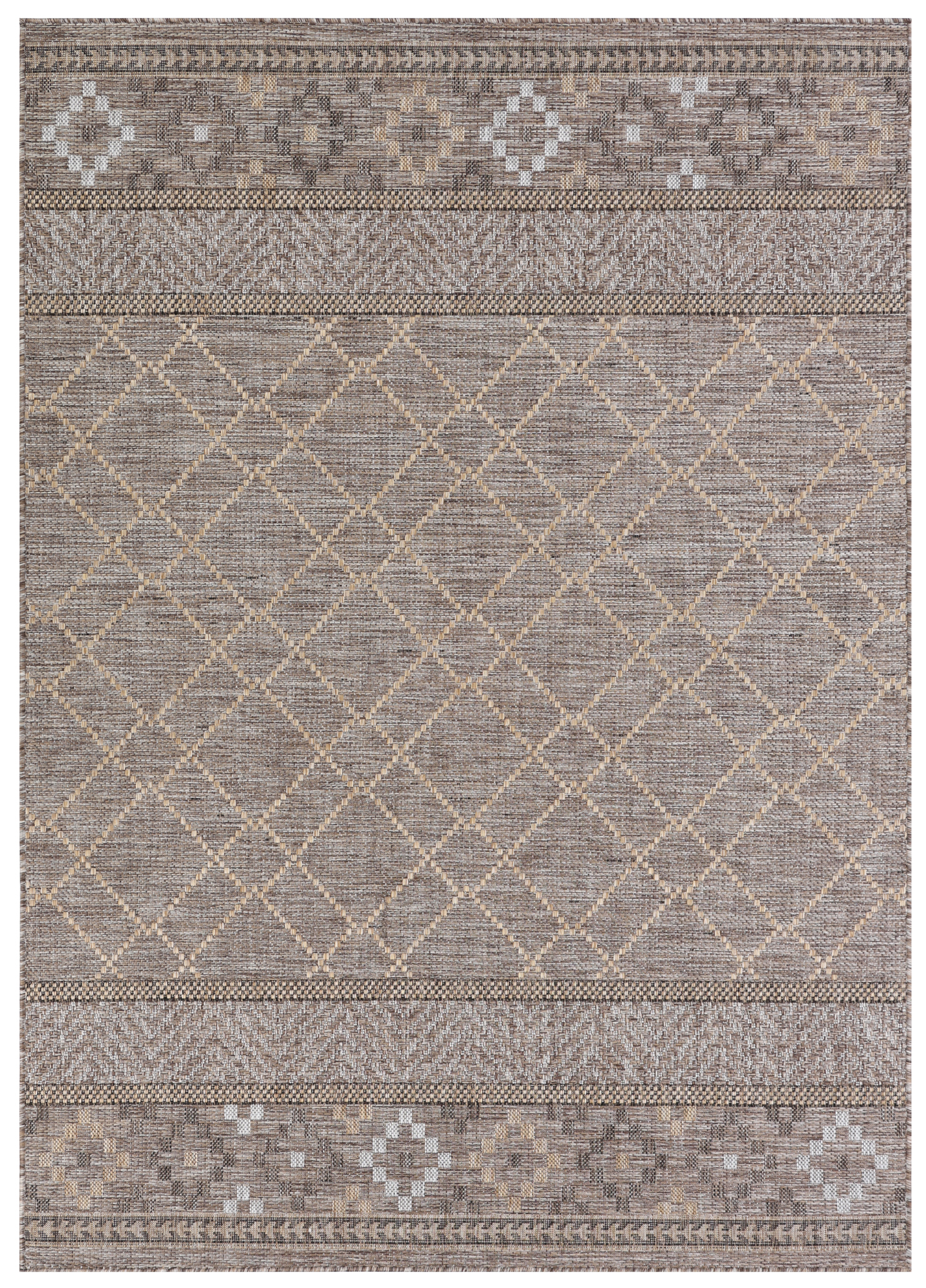 Tapis Extérieur Melissa Marron Géométrique