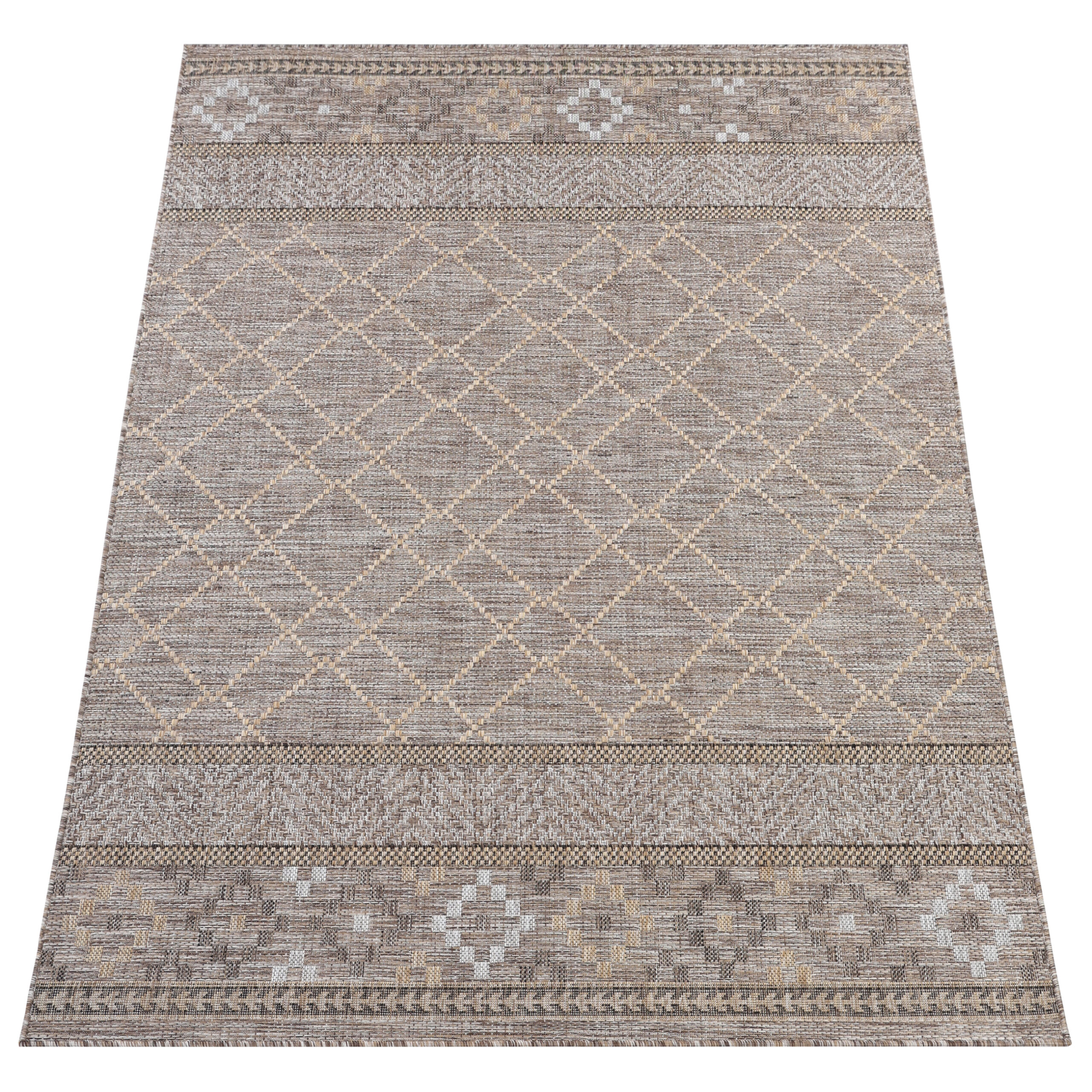 Tapis Extérieur Melissa Marron Géométrique