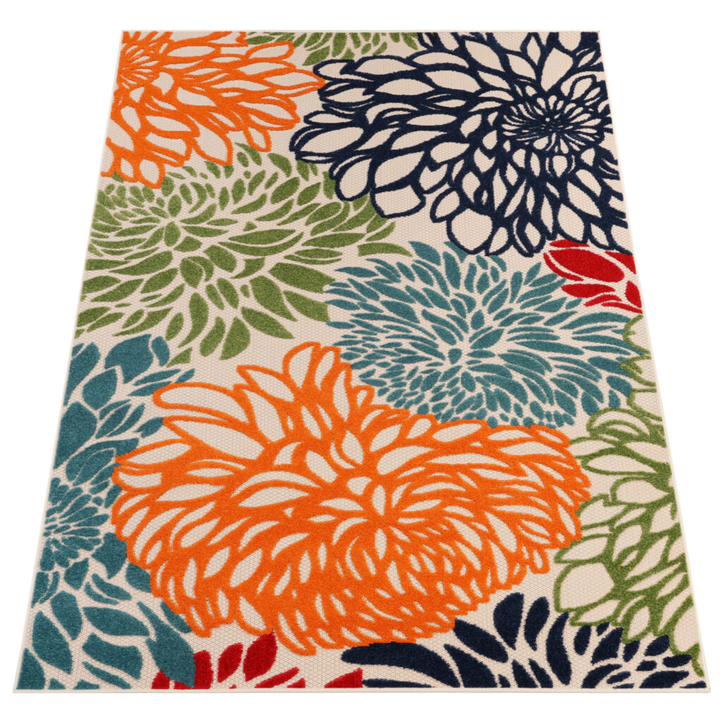 Tapis Extérieur Patio Multicolore Fleurs