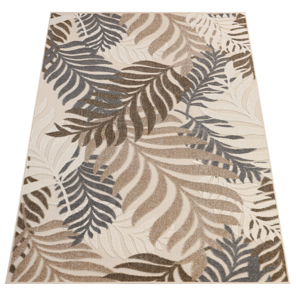Tapis Extérieur Patio Beige Feuilles