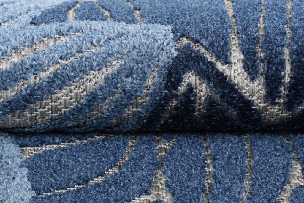 Tapis Extérieur Patio Gris Bleu Fleurs