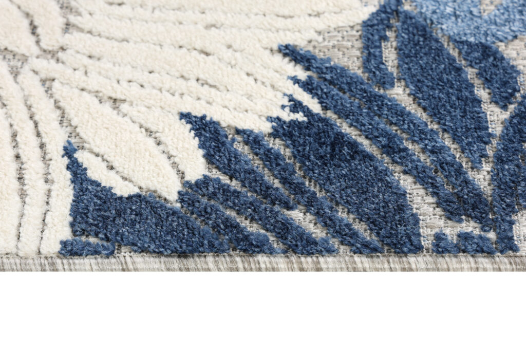 Tapis Extérieur Patio Gris Bleu Fleurs