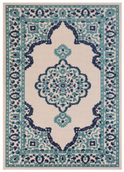 Tapis Extérieur Patio Bleu Rosace
