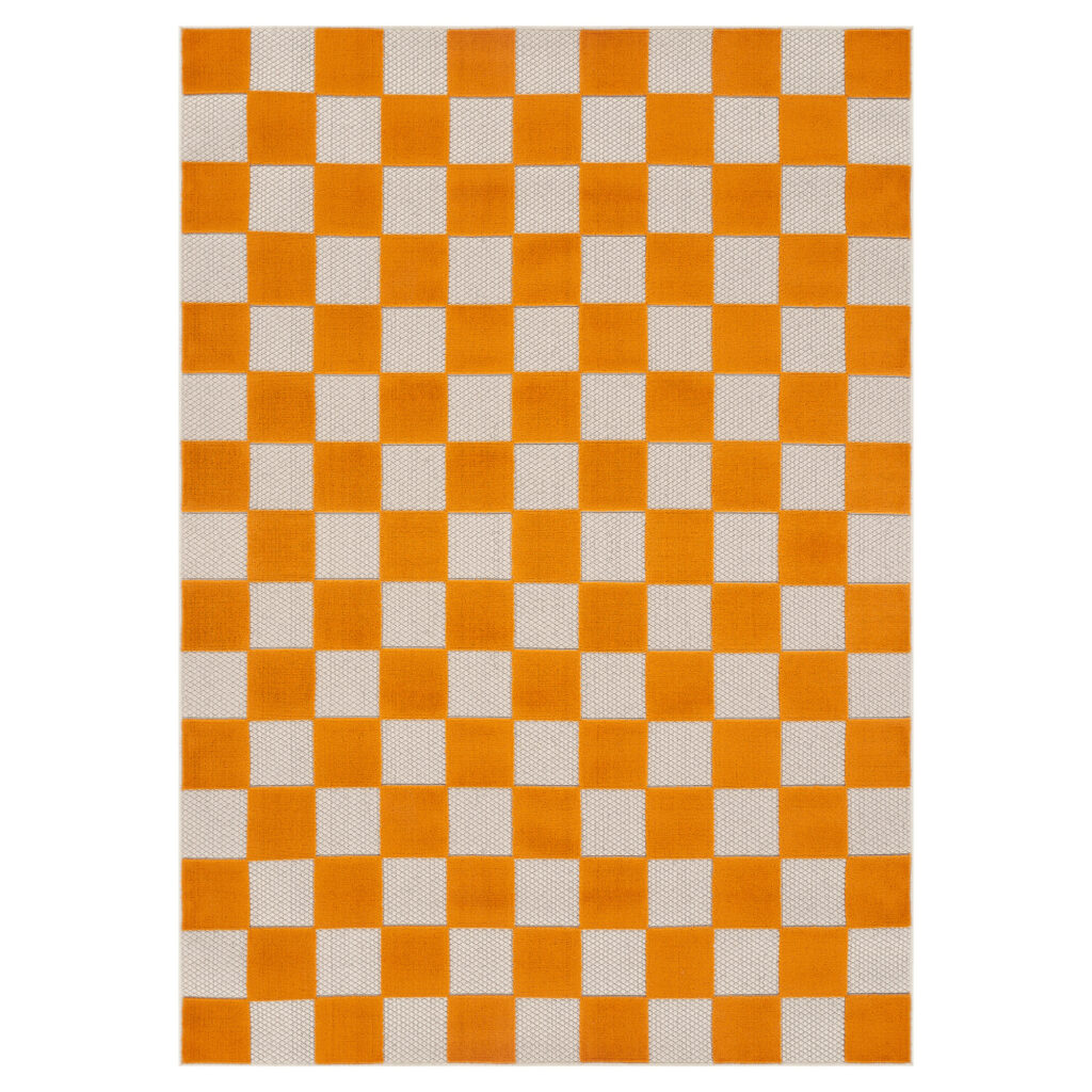 Tapis Extérieur Checker Crème Orange