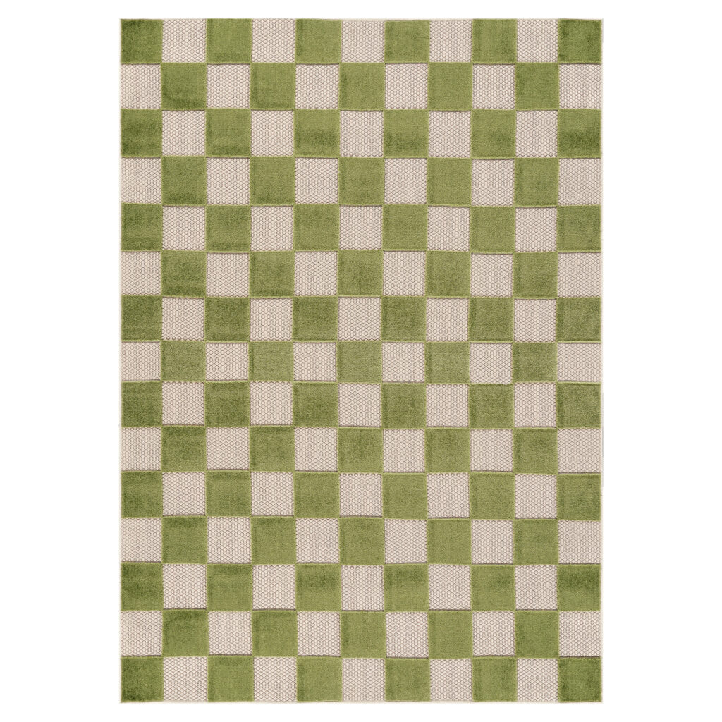 Tapis Extérieur Checker Crème Vert