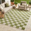 Tapis Extérieur Checker Crème Vert