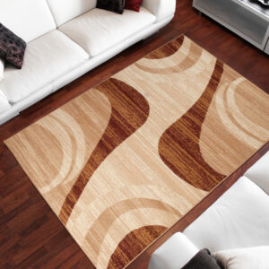 DREAM Tapis Moderne Abstrait OndesEcru Beige Marron Fin