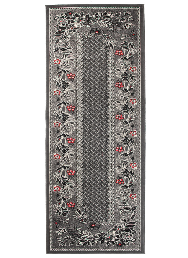 Tapis De Passage Dream Traditionnel Gris Motif Floral