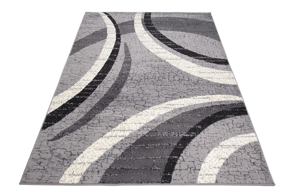 DREAM Tapis Moderne Abstrait Ondes Gris Noir Crème Fin